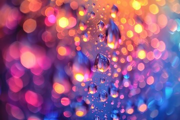 Close up of water droplets clinging to a window surface - obrazy, fototapety, plakaty