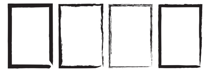 Grunge frames. Black brush stroke element.