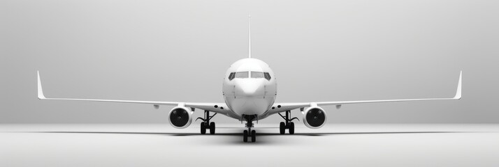 Isolated Airplane Front Model on White Background for Travel Concept: Airliner Flying in a Flight