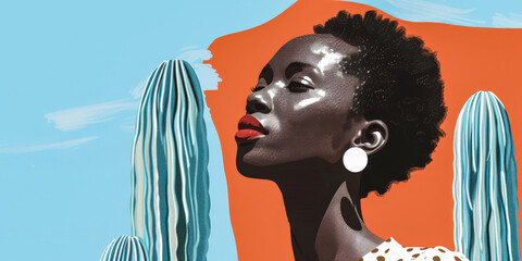 Vibrant diverse woman illustration in bold colors