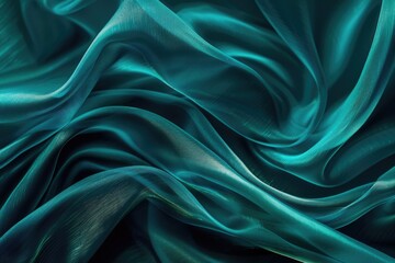 Obraz premium Teal Waves - Abstract Teal Fabric in Motion, Artistic Concept Design with Blue and Green Colors