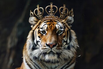 The Crowned King of the Wildlife: A Majestic Tiger in its Natural Habitat - obrazy, fototapety, plakaty