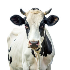 A cow looking at the camera on transparent background