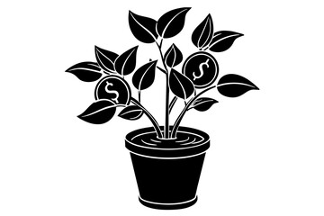 money-plant-illustration-minimalism  vector 