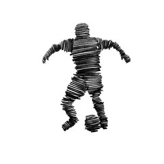 simple abstract black sketch of football ball kicking pose PNG