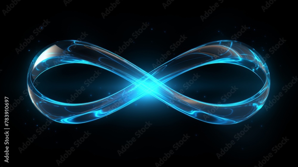 Wall mural futuristic neon symbol background showcasing a glowing infinite loop, crafted with abstract blue lin