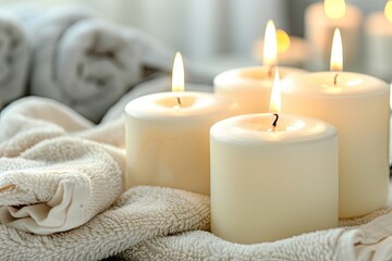 Fototapeta na wymiar Spa ambiance with aromatic candles tranquil and soothing