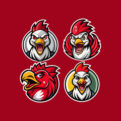 Fototapeta premium set of angry rooster