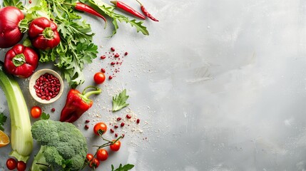 Vibrant Fresh Vegetables on Light Grey Surface