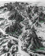 Abstract 3D Landscape of Stylized Terrain for Conceptual Design and Virtual Environment Illustrations