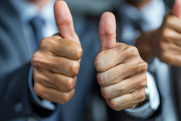 Businessman in Suit Giving Thumbs Up