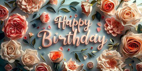 Naklejka premium Card, Folder, Tribute, Floral, Happy Birthday