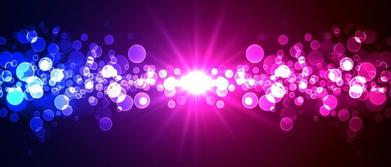   A purple-blue background with numerous small circles of light concentrated in the center Alternatively, a black backdrop featuring multitudes of smaller circular lights - obrazy, fototapety, plakaty