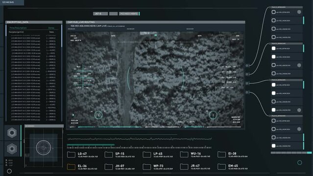 Military drone is carrying a missile to the warfare zone. Military drone is scouting the area before the missile attack. Modern military drone is launching a deadly missile into the terrorist van.
