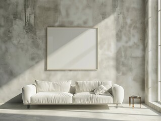 White couch by window in a room