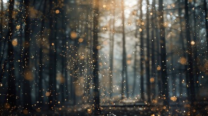 Magical scene in a forest with sparkling fairy dust, inspiring wonder and the enchantment of nature - obrazy, fototapety, plakaty