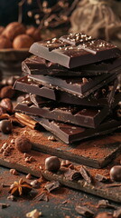 close-up of sweet brown chocolate