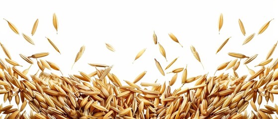   A tight shot of grains against a pristine white backdrop White background occupies the center of the frame