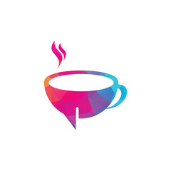 Coffee chat vector logo design. Coffee talk forum logo design template.
