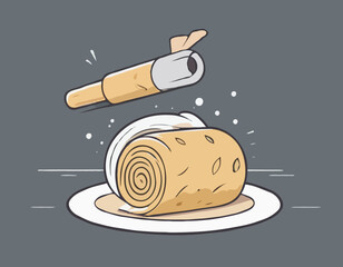 ROLL OUT DOUGH Cartoon Style Vector Illustration. Modern Vector Design
