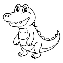 Happy Ali gator Line Art Vector 