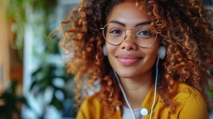 Young Professional in Vibrant Office Virtual Meeting