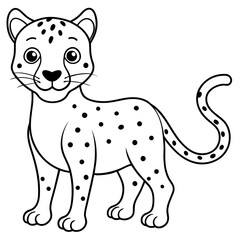 Happy Cheetah Line Art Vector 