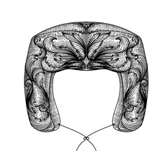 Boxing Helmet illustration with Engraving Styles in Black and White