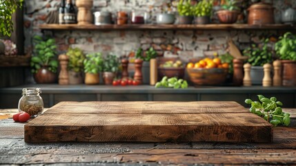 Wooden Cutting Board on Table