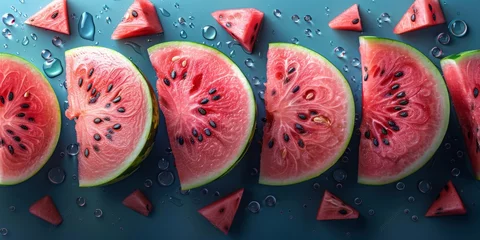 Foto op Plexiglas Group of watermelon slices on table © BrandwayArt