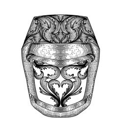 Holy Knight Helmet Illustration with Engraving Styles in Black and White
