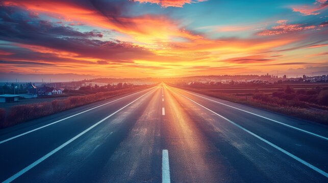 photorealistic highway on town background Generated with Ai tools