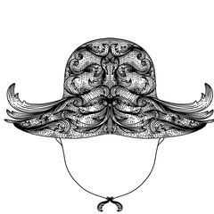 Mage Hat illustration with Engraving Styles in Black and White