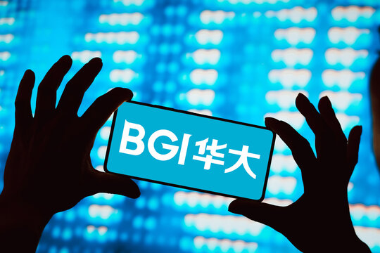 April 13, 2024, Brazil. In this photo illustration, the BGI Group logo is displayed on a smartphone screen.
