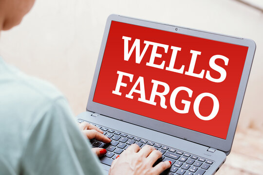 April 13, 2024, Brazil. In this photo illustration, the Wells Fargo logo is seen displayed on a laptop screen.