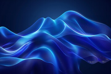 Obraz premium Future Technology: Blue Minimal Wavy Lines Abstraction. Generative Ai