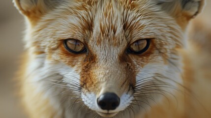 Fototapeta premium Close Up of a Foxs Face With Blurry Background