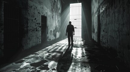 Man Leaving Solitary Confinement into Light
