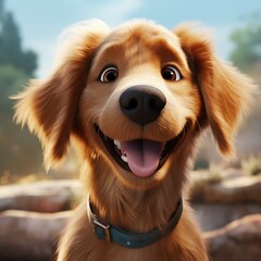 cartoon dog closeup image Created with Generative AI technology.