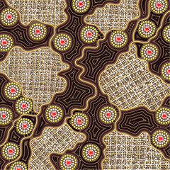Background design with vector dot art in aboriginal style