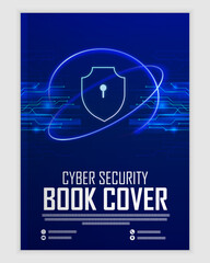 Cyber security modern book cover template.Cybersecurity Information safety booklet design with icons	