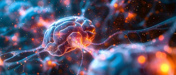 Brain Connectivity Symphony: Harmony of Neurons. Concept Neuroplasticity, Brain Function, Neural Pathways, Cognitive Science