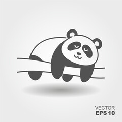 Cute panda hanging on a tree. Simple flat icon - 783929251