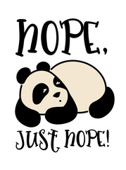 Cute panda. Simple flat icon with funny inscription. Nope, just nope - 783929451