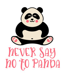Cute panda. Simple flat icon with a funny inscription - 783930461