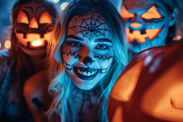 Group of People With Halloween Makeup On