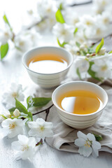 Tea Cup and Teapot on Table