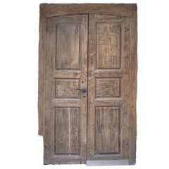 Vintage Weathered Wooden Door in Disrepair
