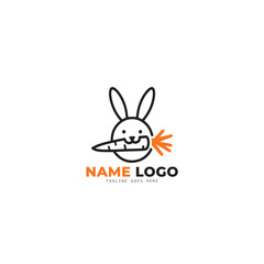 Rabbit minimal logo design vector 