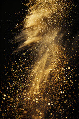 Fototapeta na wymiar Luxurious Gold Glitter Explosion on Black Background